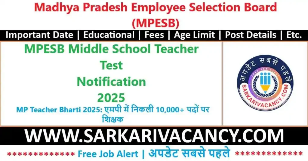 MPESB Teacher Recruitment 2025