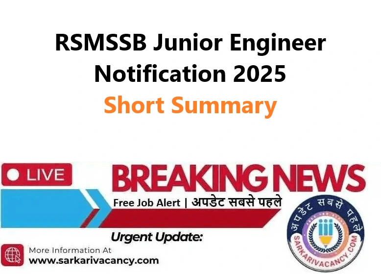 RSMSSB Junior Engineer Notification