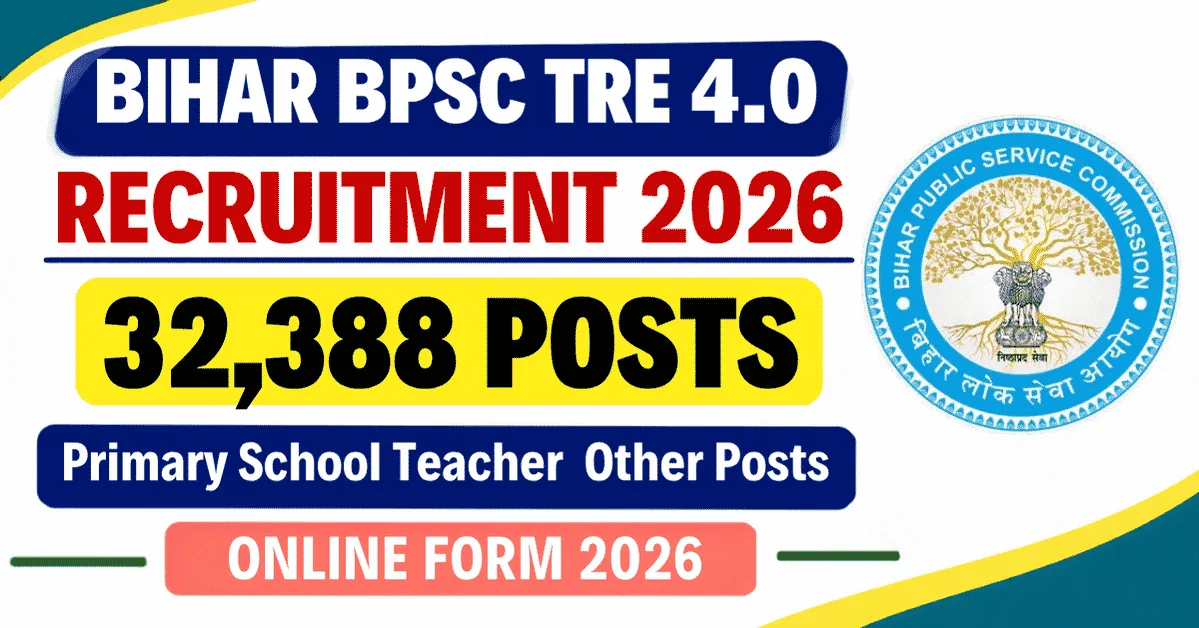 Bihar BPSC TRE 4.0 Recruitment 2026 – Apply Online for 32,388 School Teacher Posts Bihar BPSC TRE 4.0 Recruitment 2026