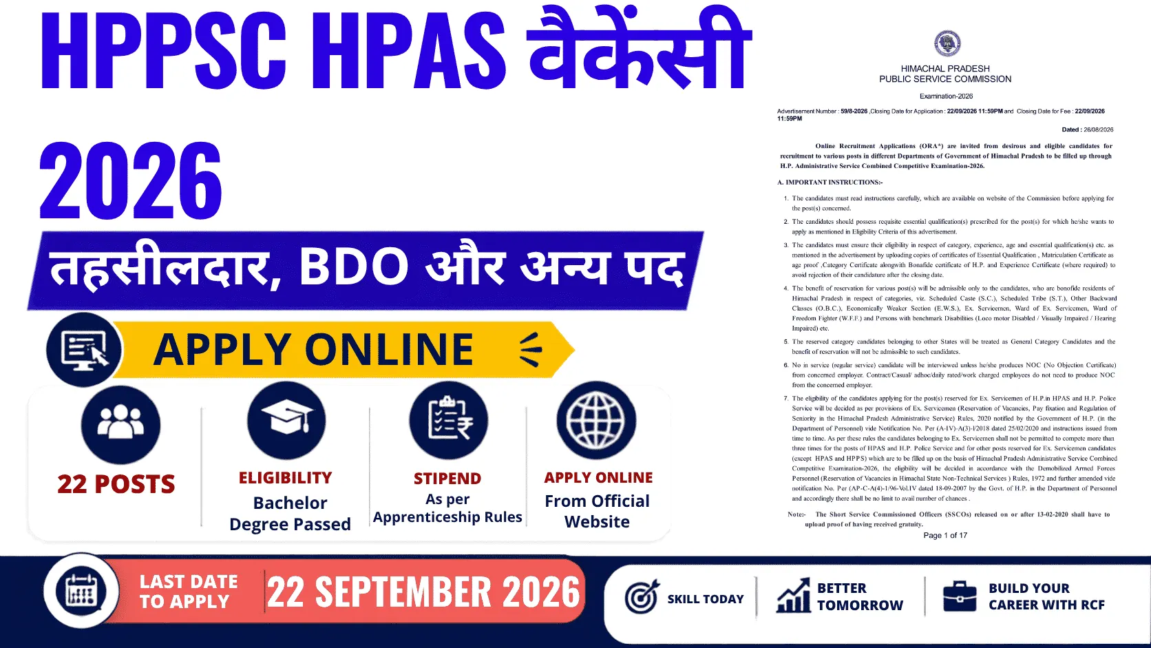 HPPSC HPAS Vacancy 2026 – Apply Online for 22 Tehsildar, BDO & Other Posts HPPSC HPAS Vacancy 2026