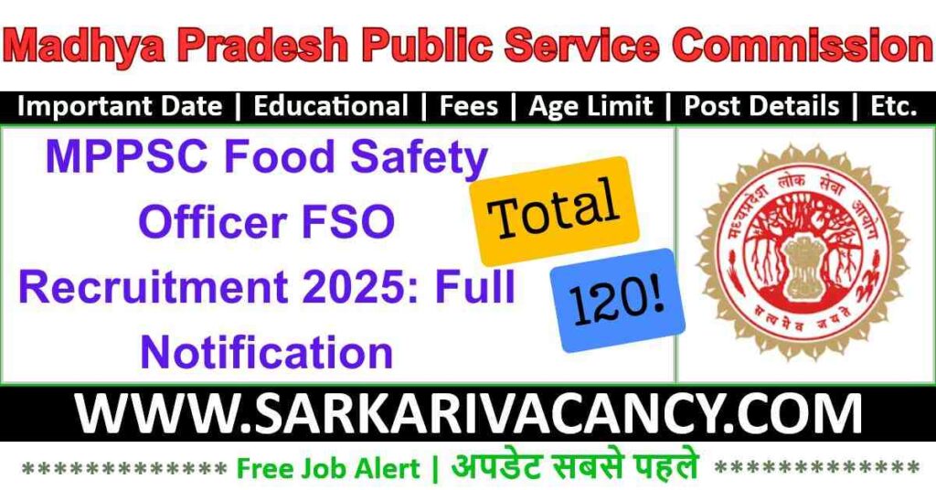 MPPSC Food Safety Officer FSO Recruitment 2025 – Full Notification