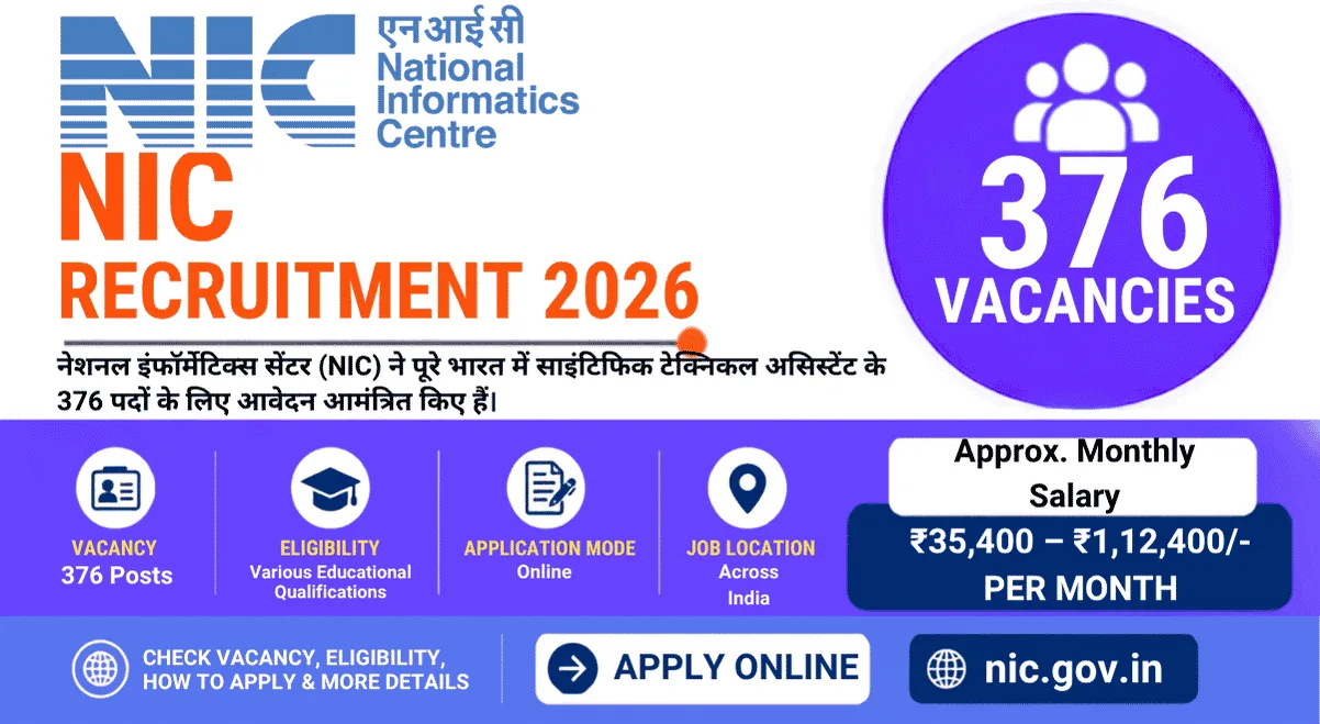 NIC Scientific Technical Assistant A Recruitment 2026 – Apply Online for 376 Posts NIC Scientific Technical Assistant 2026