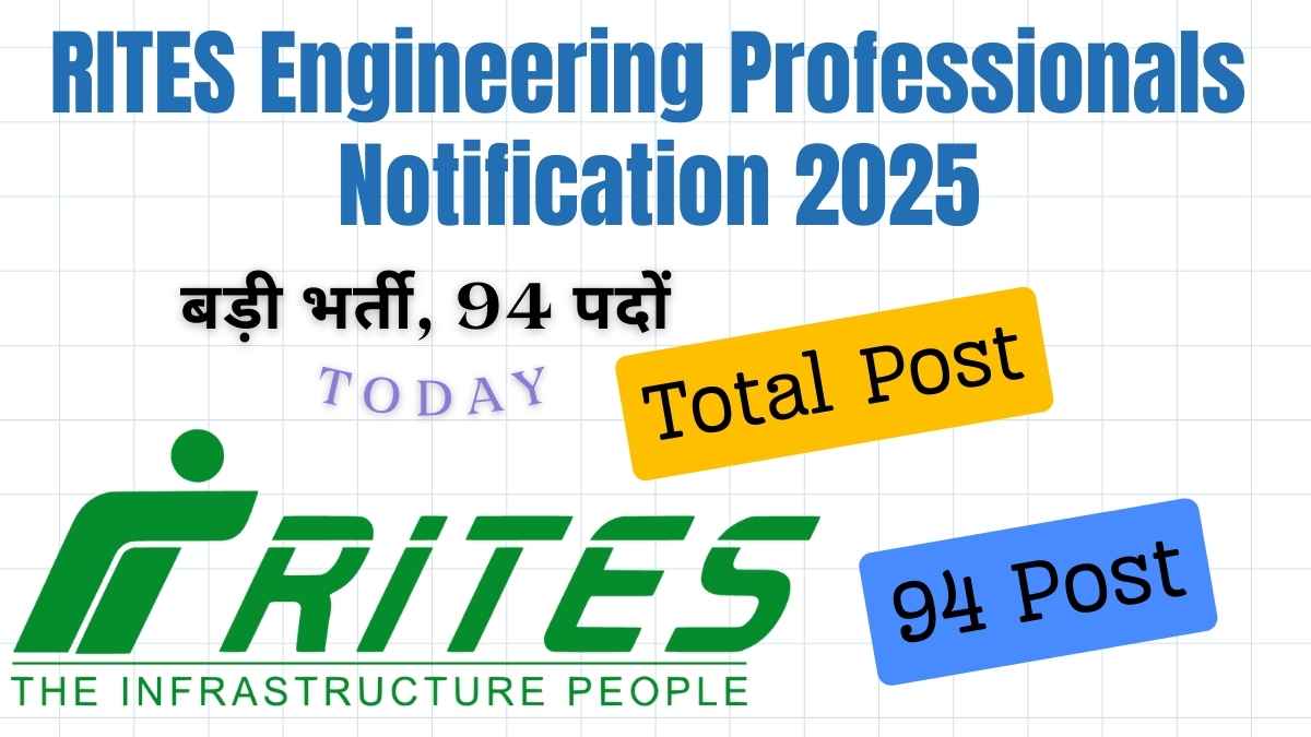 RITES Engineering Professionals Online Form 2025 for 94 Posts RITES Engineering Professionals Notification 2025