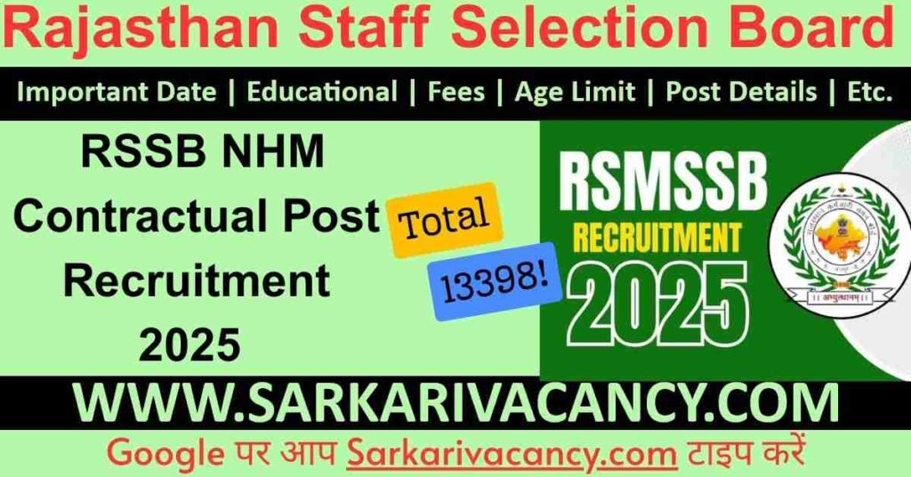 Rajasthan RSSB NHM Contractual Post Recruitment 2025