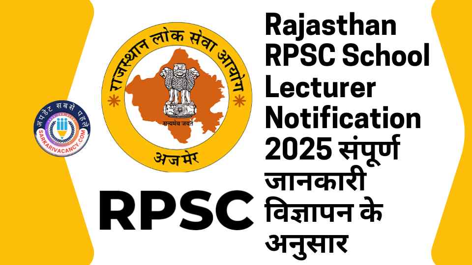 Rajasthan RPSC School Lecturer Recruitment 2025 – Full Notification