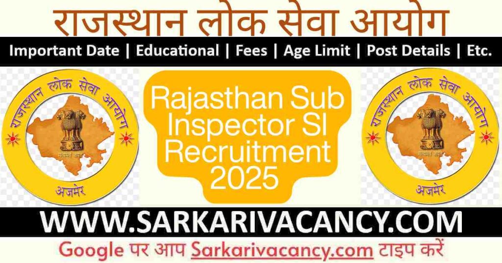 Rajasthan Sub Inspector SI Recruitment 2025 Notification